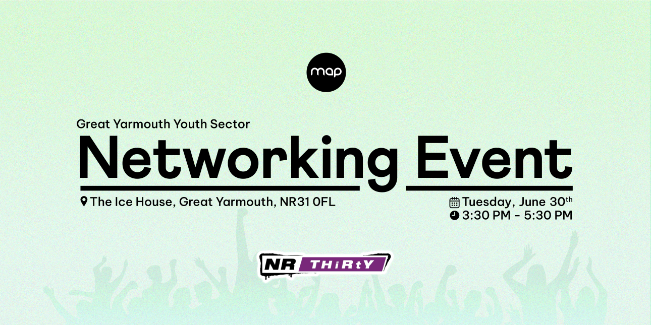 The words 'Networking Event' against a green backdrop with a silhouette of people raising their hands and celebrating behind it.