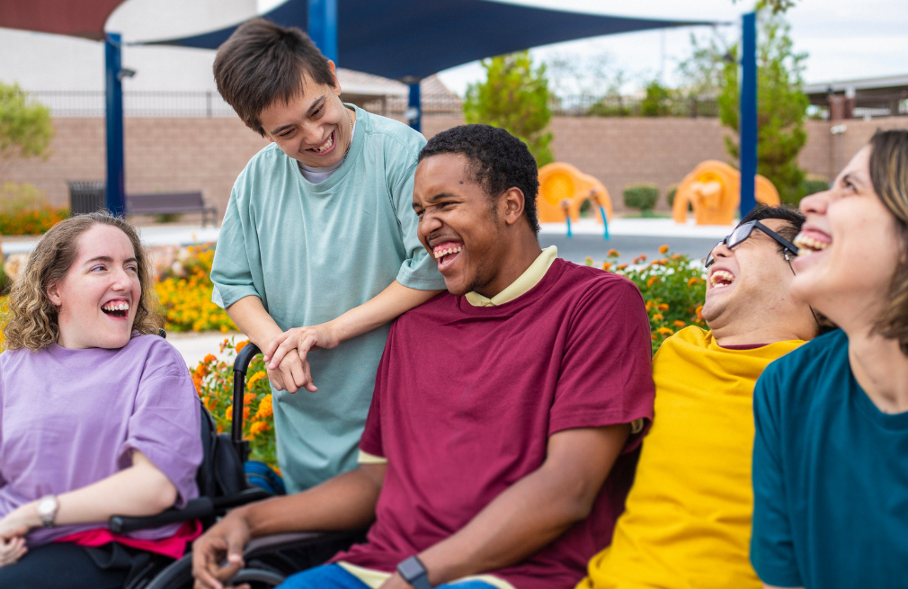 A group of young people laughing