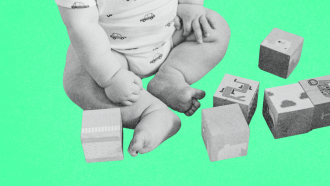 Baby playing with blocks