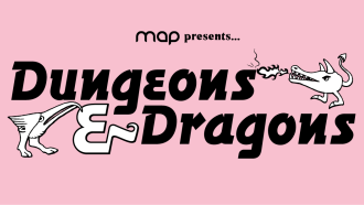 Dungeons And Dragons Logo - A medieval font with little fantasy crtitters scurrying around it (actually these are doodles lifted from an old medieval manuscript and recoloured)