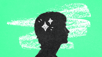 Silhouette of a head on a green background 