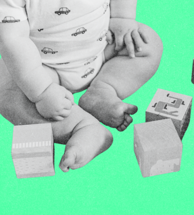 Baby playing with blocks