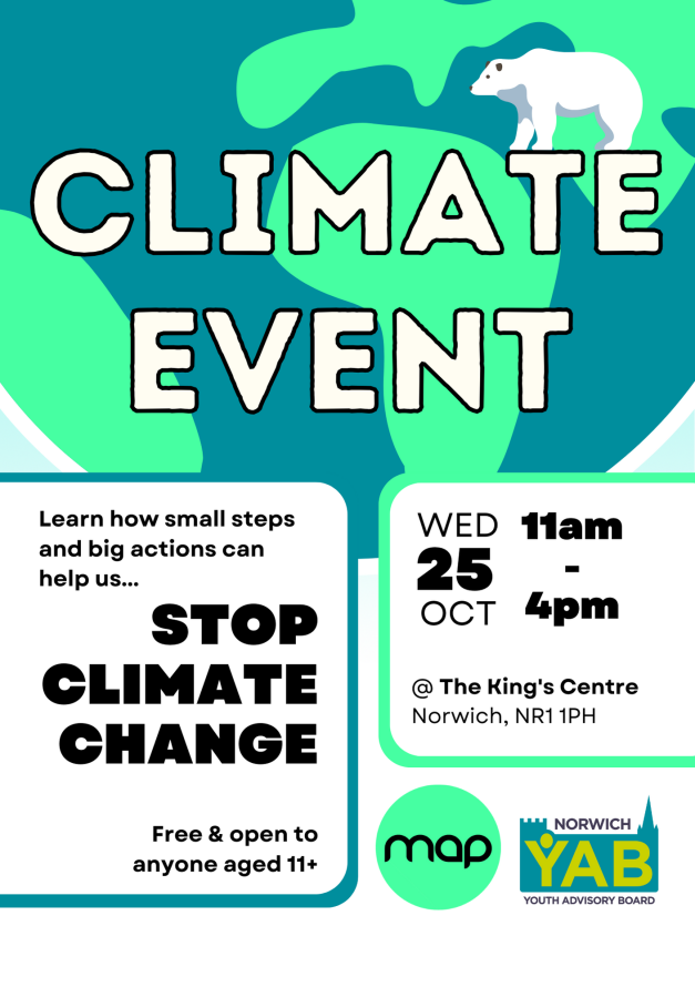 Side one of event leaflet. All plain text included in blog