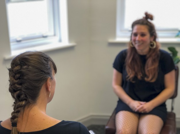 Two people in a counselling session
