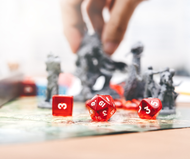 A stock image of some red DnD dice